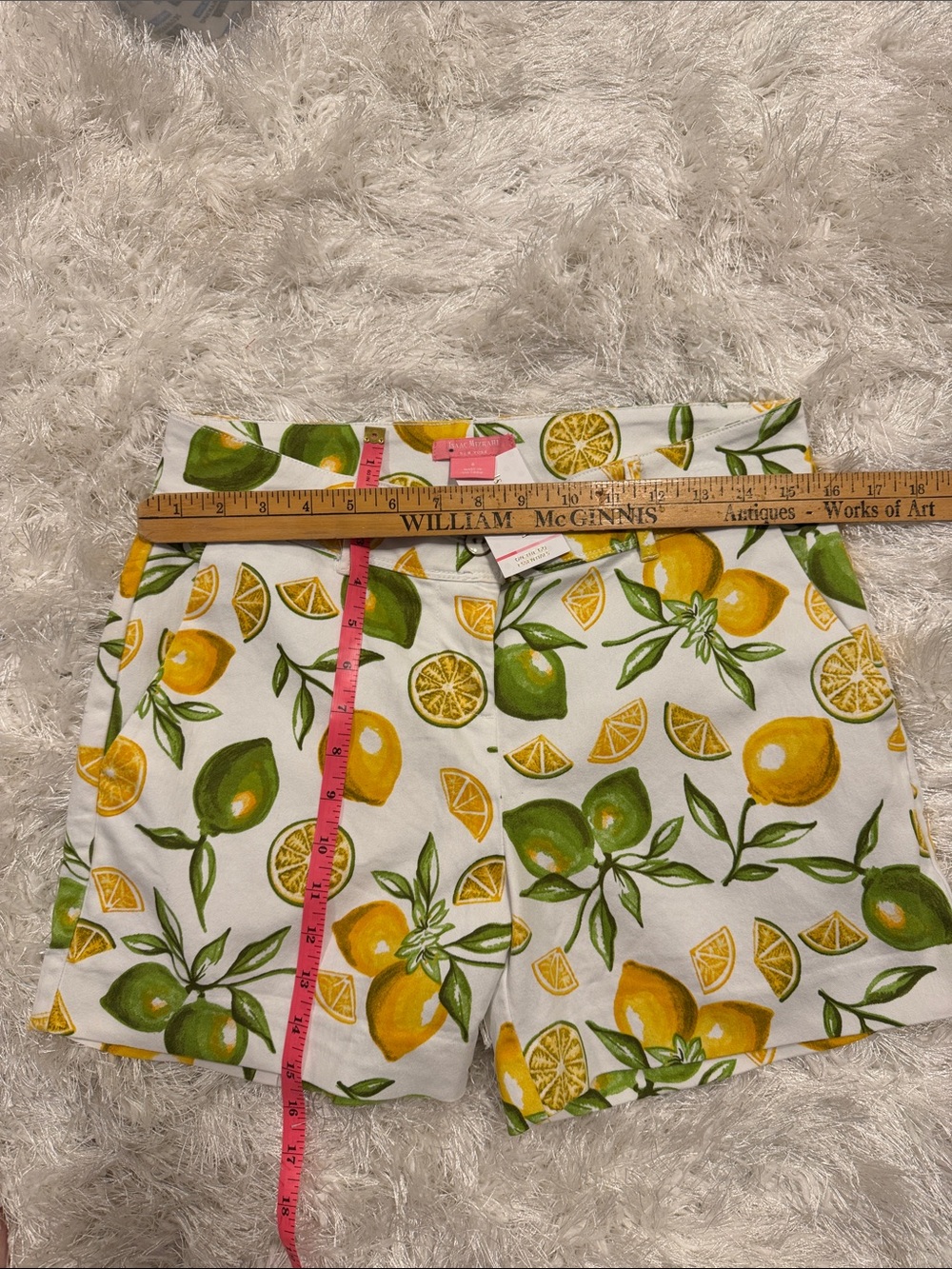 Isaac Mizrahi Lemon Print Shorts - White, Yellow, Green